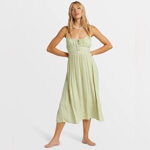 Billabong Pale Green Texas Beach Midi Dress in Willow